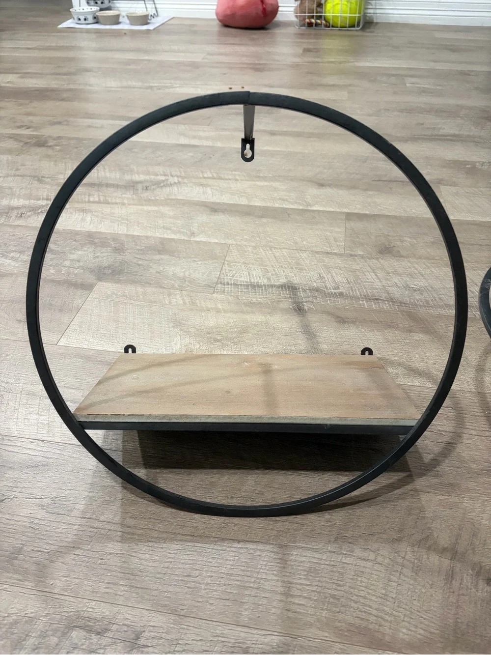 Black Metal Double Ring Wall Planter Shelf - Abrand